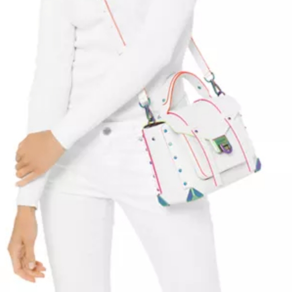 Michael Kors Medium Manhattan Crossbody Satchel in Optic White - Picture 2 of 4